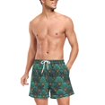 thumbnail image 3 of FORMRS Mens Swim Trunks Mesh Liner Quick Dry Casual Beach Board Shorts with Pockets, Sizes S-2XL, Green Art Abstract Pattern, 3 of 9