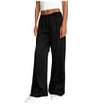 thumbnail image 5 of Womens Wide Leg Palazzo Pants Satin Silk Casual Loose Elastic Waist Drawstring Lounge Pants Lightweight Comfy Pajama Bottoms Black, 5 of 8