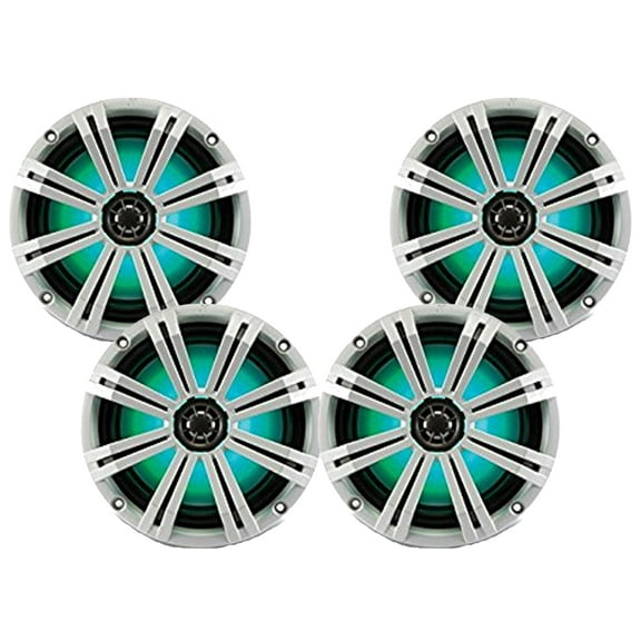 Kicker LED White OEM Replacement Marine 8" 4O Coaxial speaker Bundle - 4 Speakers