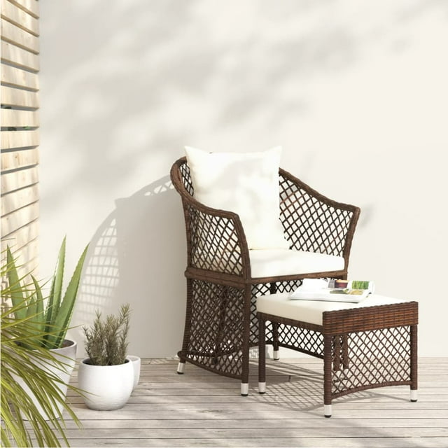 vidaXL Ensemble de Salon de Jardin 2 Pcs avec Coussins Rotin Poly Brun