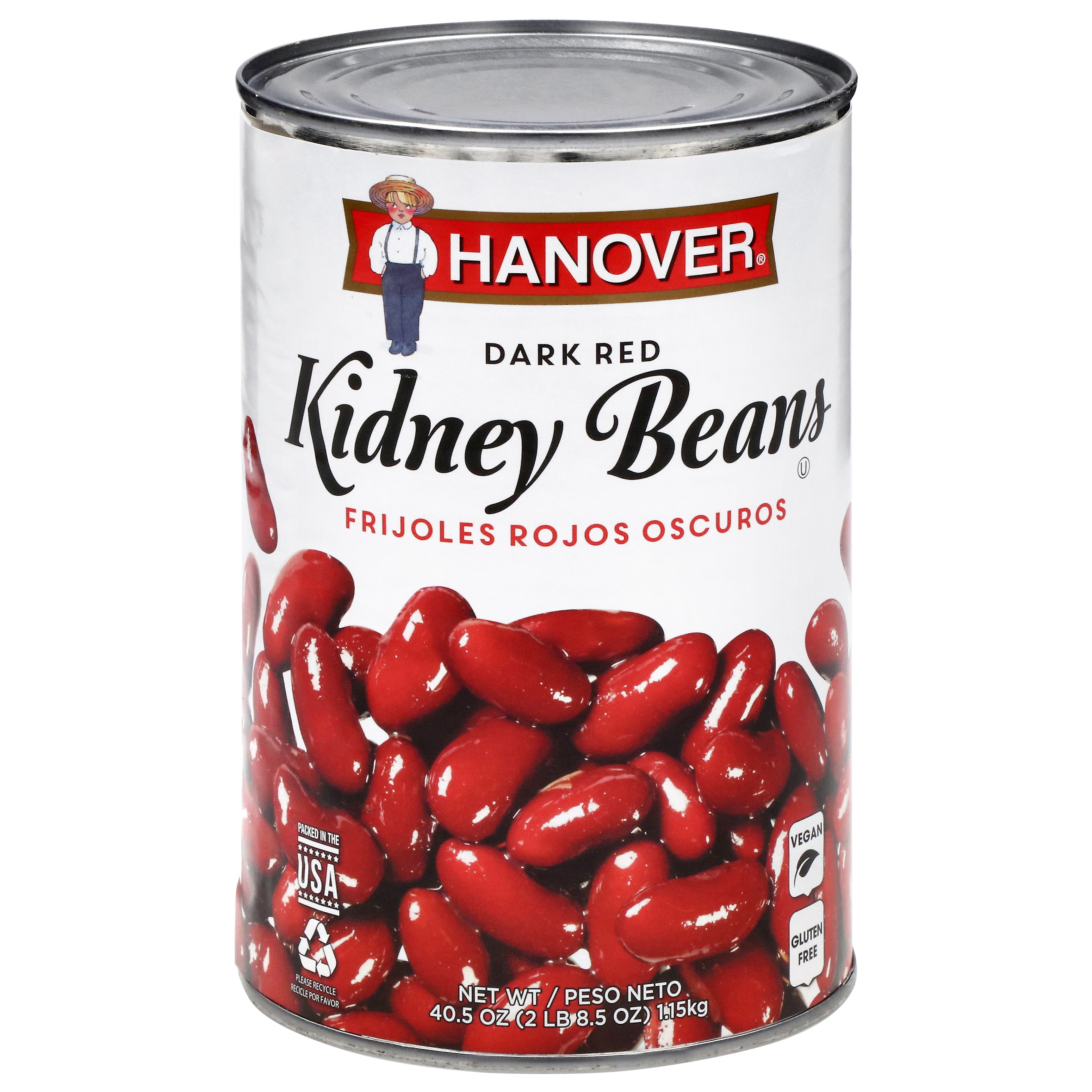 (4 pack) Hanover Redskin Kidney Beans Dark Red, 40.5 oz Can – Family-Size Seasoned Beans for Chili, Rice, and Sides