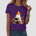 thumbnail image 2 of TOWED22 Halloween Teacher Shirts for Women Groovy Read More Books Ghost T-Shirt Short Sleeve Halloween Party Tee Tops(Purple,3XL), 2 of 5