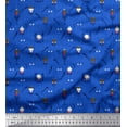 thumbnail image 1 of Soimoi Blue Poly Georgette Fabric Pumpkin,Snake & Devil Cartoon Print Fabric by the Yard 52 Inch Wide, 1 of 1