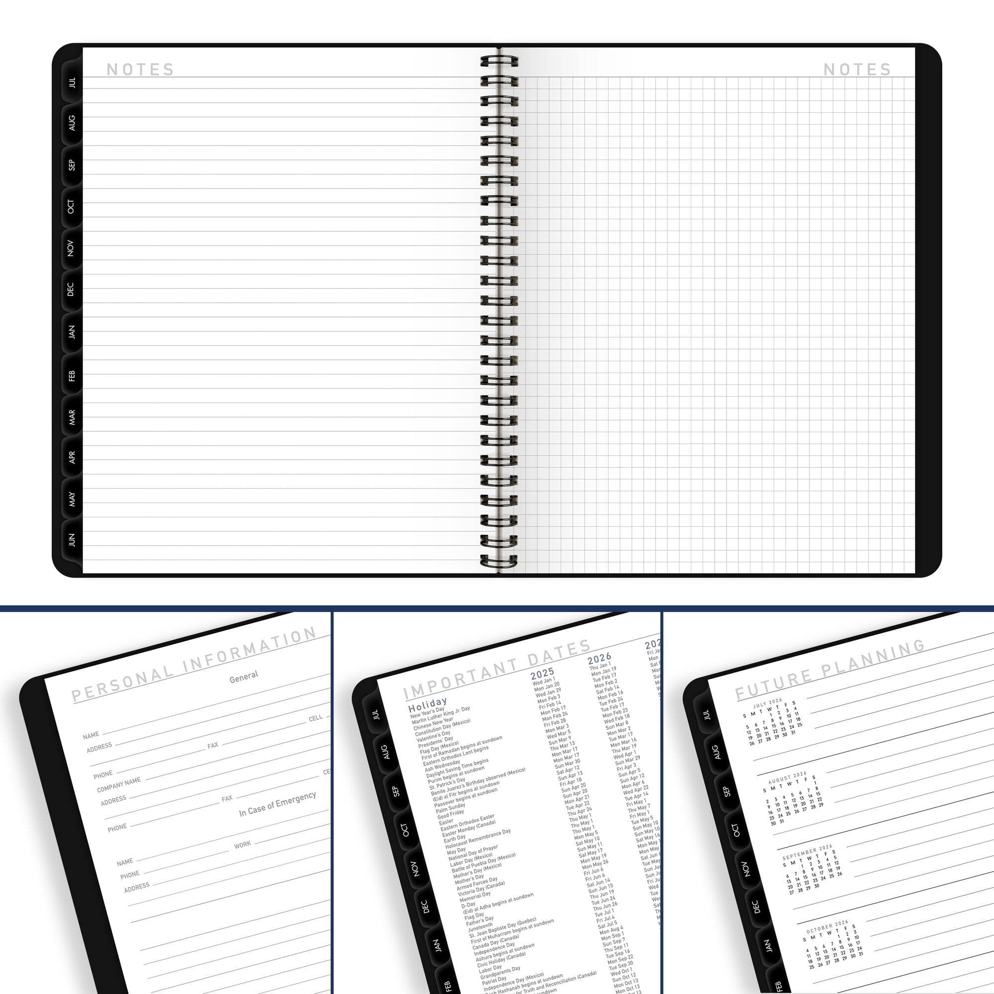 AT-A-GLANCE Contemporary Lite Academic 2025-2026 Weekly Monthly Planner Black
