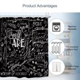 thumbnail image 3 of saxeuu Black Funny Quotes Shower Curtain 72Wx72L Inch for Kids Teens White Inspirational You are Graffiti Abstract Aesthetic Motivational Artwork Cloth Fabric Bathroom Decor Set 12 Pack Hooks, 3 of 5