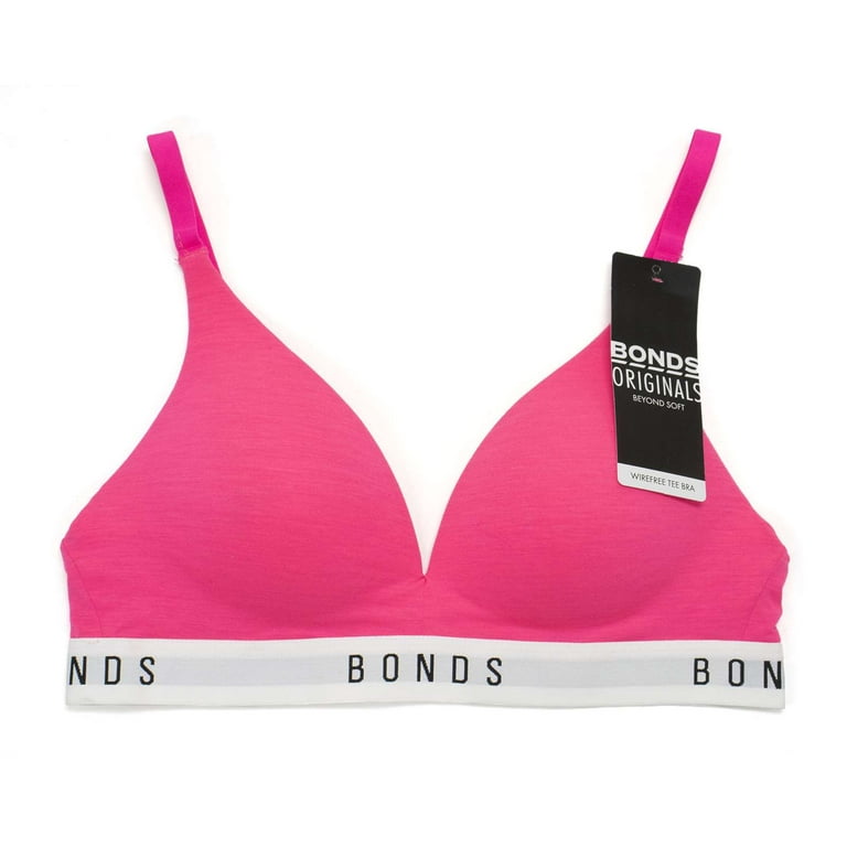 Bonds Women's Originals Contour Triangle Wirefree Tee Shirt Bra, Pink,34C -  US