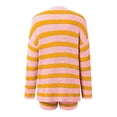 thumbnail image 4 of WILLBEST Pantalons pour Femmes Ensemble de Chandail Rayé Surdimensionné Pyjamas Assortis Haut à Manches Longues et Short, 4 of 5