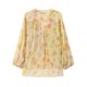 thumbnail image 4 of HH TRAF Camisa holgada estampada de un solo pecho con mangas abullonadas elegante de verano para mujer Top elegante informal con cuello en V versátil para mujer, 4 of 5
