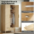 thumbnail image 5 of Ktaxon Fluted Wardrobe Closet Armoire with Hanging Rod, Modern Drawer & Shelf – Elegant Oak Finish Closet with Wood Handles, Farmhouse to Mid-Century Style, 5 of 8