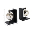 thumbnail image 5 of Modern Glass Globe Bookends with Wood Base - Decorative Book Accessories and Home Library Shelf Decor - Sculptural Book Ends  for Stylish Bookshelf, Office Accent, or Desk Decor - Set of 2, 9", Black, 5 of 12