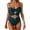 #44Dark Green, variant on Women One Piece Swimsuits Cutout Full Coverage Bathing Suit Ring Link Ruched Monokini Beach Swimwear Purple L