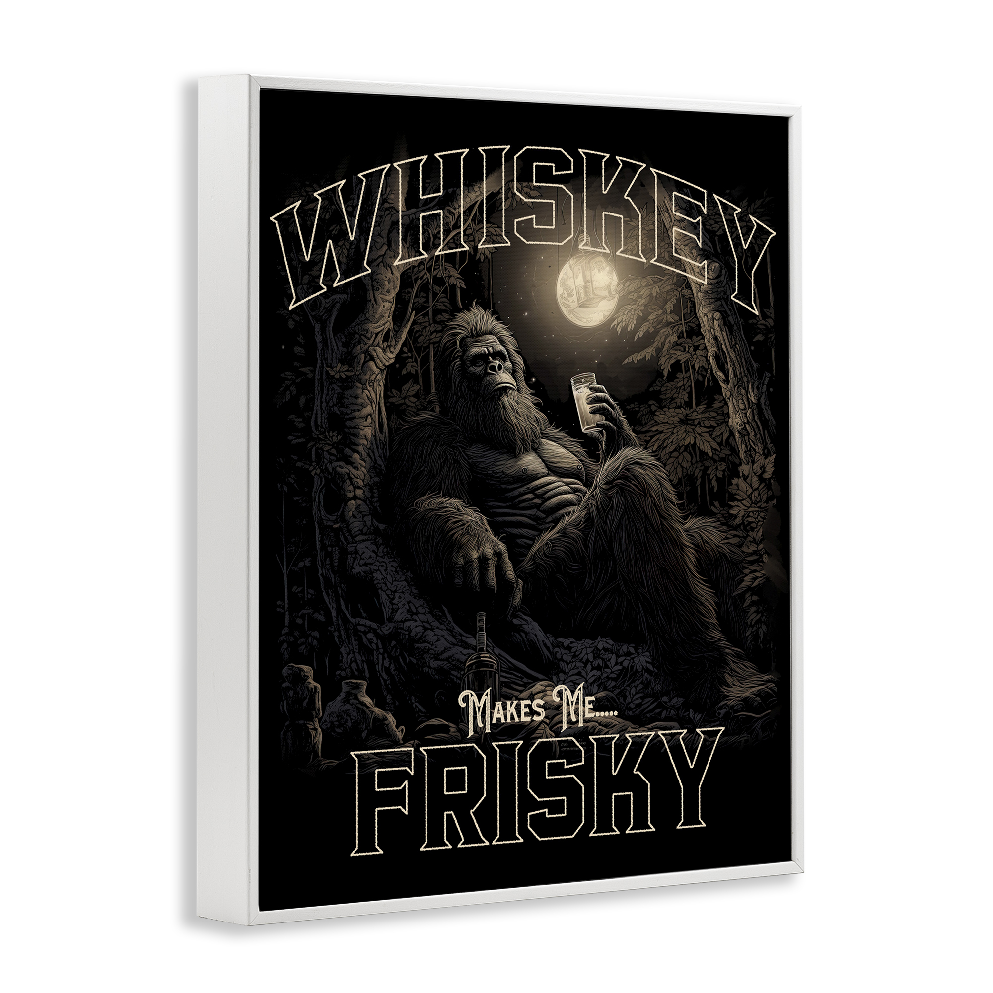 Stupell Industries Whiskey Makes Me Frisky Fairy Tales & Fantasy Painting White Framed Art Print Wall Art, 11 x 14