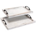 thumbnail image 1 of Bandeja para servir Gennua Kitchen Rustic, 2 bandejas anidadoras de madera blanca, 1 of 6