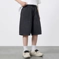 thumbnail image 3 of Baggy Jean Shorts for Boys Girls Straight Leg Loose Fit Denim Jorts Summer Bermuda Denim Shorts Vintage Y2K Streetwear Shorts for Boys & Girls (Black2 9-10 Years), 3 of 8
