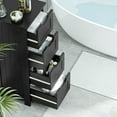 thumbnail image 6 of SuperDeal Bathroom Floor Cabinet Wood Free Standing Storage Organizer with 4 Drawers Black, 6 of 10
