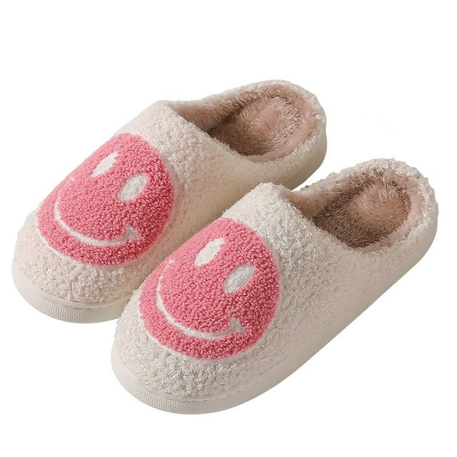Pantuflas de felpa para mujer Pantuflas de mujer cálidas de invierno sonriente (Tamaño: 36-37) TUNC Sencillez