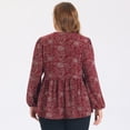 thumbnail image 4 of DARING DIVA Women's Plus Babydoll V Neck Lantern Sleeve Blouses 4X Dark Red, 4 of 6