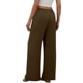 thumbnail image 6 of Women's Linen Straight Pants Solid-Color Stretched-Waist Drawstring Wide-Leg Trousers with Pockets for Spring And Summer S-2XL, 6 of 9