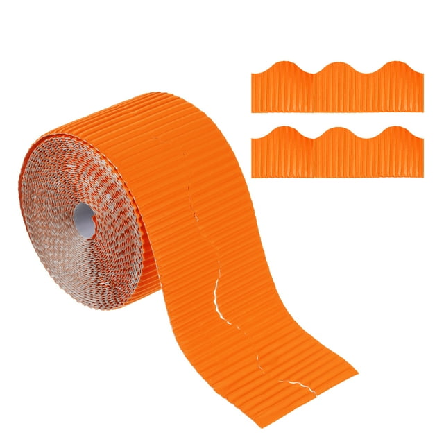 Unique Bargains 3.9inch x 49.2ftBulletin Board Border Scalloped Trim Paper for Locker Classroom Decor Orange