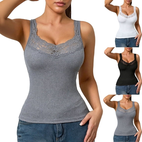 HVOBTTY Summer Women's V-Neck Sleeveless Tank Top Solid Color Patchwork Pullover Casual