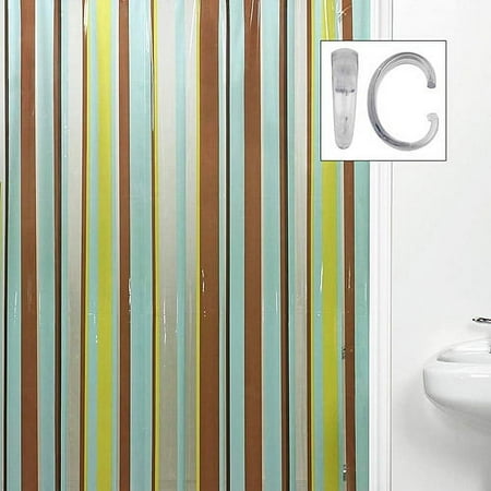 Hampton Stripe 13-Piece Shower Curtain and Hooks Set, Blue