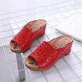 thumbnail image 6 of 2025 Clearance! 50% Off Clear! asdoklhq Womens Slip On Shoes Under $15,Women's Fashion Casual Hollow Out High Heels Thick Platforms Shoes Slippers, 6 of 8