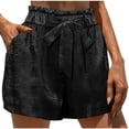 thumbnail image 2 of Pounoo Women's Shorts Drawstring Bow Satin Casual Bottoms Party Night Style Lightweight Shiny Relaxed Fit Gift, 2 of 6