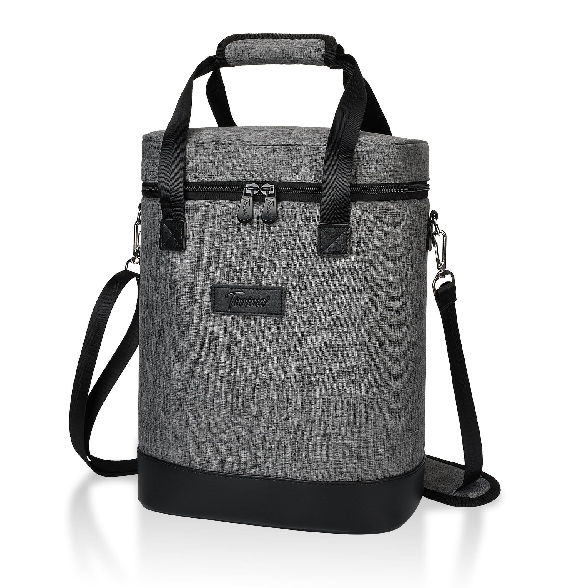 Tirrinia 6 Bottle Wine Cooler Bag, Mothers Day Gifts, Insulated Padded Portable Versatile Wine Carrier Tote Bag for Travel, BYOB Restaurant, Wine Tasting, Party, Pecfect Gift for Wine Lover, Gray
