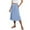 A-Blue, variant on Women's A-line Skirt Summer Casual Printed Midi Skirt with Side Pockets Drawstring Elastic Waist Lightweight Long Skirt