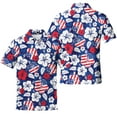 thumbnail image 2 of Tropical Hibiscus American Flag Polo Shirts For Men Aloha Shirt Mens Polo Shirts Short Sleeve Button Up Shirt Men Golf Shirts, 2 of 7