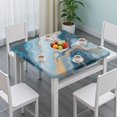 thumbnail image 3 of Blue Marble Gold Wave Pattern Square Fitted Tablecloth with Elastic Edge,Square Table Cover,Washable Elastic Table Cover for Home Kitchen Party Decor 36"x36", 3 of 6
