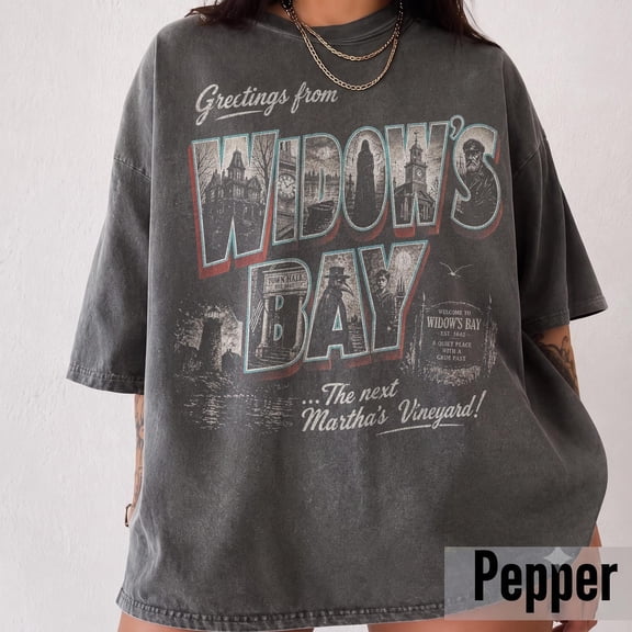 Vintage Greetings From Widow's Bay Shirt, Retro Spooky Travel Postcard T-Shirt, Gothic Graphic Tee, Dark Academia Autumn Apparel