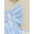thumbnail image 6 of Bagilaanoe Newborn Baby Girl Summer Rompers Dress Daisy Print Fly Sleeve Bodysuits + Headband 6M 12M 24M 3T 4T Kids Patchwork A-line Dresses, 6 of 7