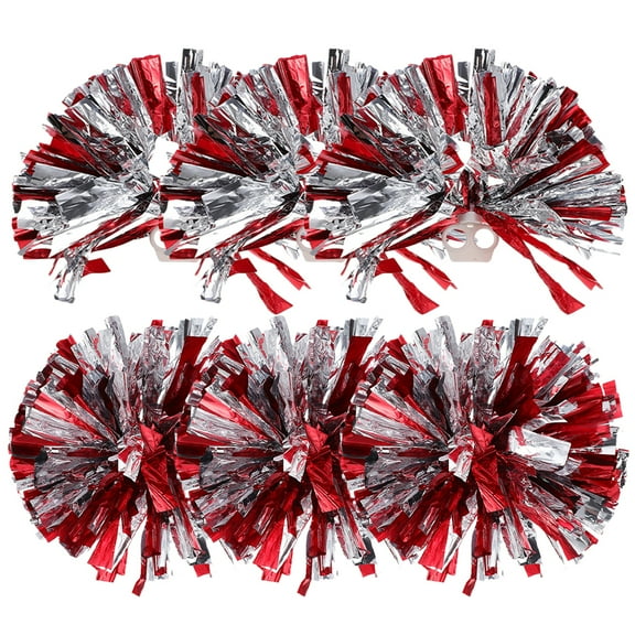 KALLORY Cheerleaders Pom Poms Silver 6Pcs 11.8In