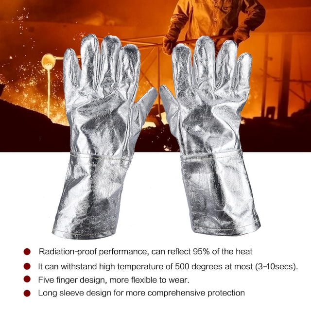 Guantes de trabajo Largos Seguridad Resistentes al Calor Aluminizados Fuego