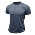 thumbnail image 2 of VERUGU Mens T-Shirts Short Sleeve Solid Casual Fashion Round Neck Pullover Buttons Tops Blouse Navy XXL, 2 of 6
