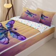 thumbnail image 3 of Erosebridal Gradient Galaxy Dragonfly Zipper Full Size Comforter Sets with Fitted Sheet and 2 Pillowcases,Rainbow Animals Pattern Zipper Bedding Set For Girls,Colorful Stars Reversible,4 Pieces, 3 of 7