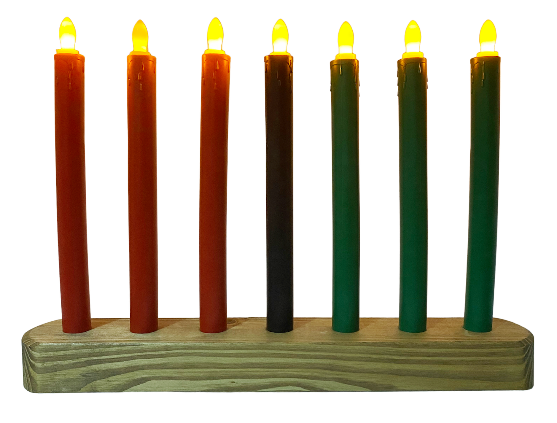 Kwanzaa Kinara Flameless Battery Powered Electric Candles Handmade
