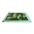 thumbnail image 2 of Ahgly Company Machine Washable Indoor Round Abstract Turquoise Blue Contemporary Area Rugs, 3' Round, 2 of 4