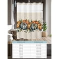 thumbnail image 6 of No Hook Cloth Fabric Shower Curtain with Snap in Liner, Pumpkins Thanksgiving Waterproof Shower Curtains Set with See Through Top Window, Eucalyptus Leaves Retro Beige Bath Curtains Shower 72"x72", 6 of 6