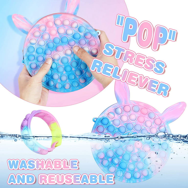 Pop Its Sac à Main Fille 2 en 1 Fidget Bag Fidget Toy Silicone Push Bubble