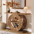 thumbnail image 6 of 41" Solid Wood Console Table with 3-Tier Shelves, Round Carved Base, Farmhouse Entryway or Sofa Table for Living Room, Hallway, Foyer, 6 of 7