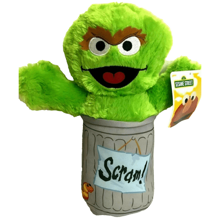 12 inch Sesame Street Oscar the Grouch Trash Can Plush Toy.