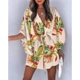 thumbnail image 2 of Women's V-Neck Tie Printed Beach Dress, 2 of 11
