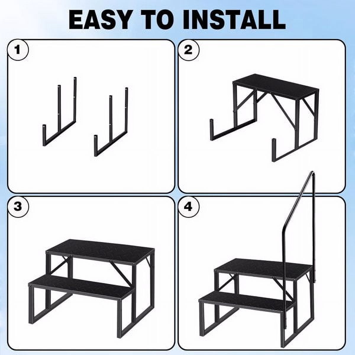 660Lbs Heavy Duty 2-Step RV Ladder with Handrail - Portable Hot Tub Steps, Non-Slip Pool Ladder for Camper, SPA, Mobile Home & Pet Access