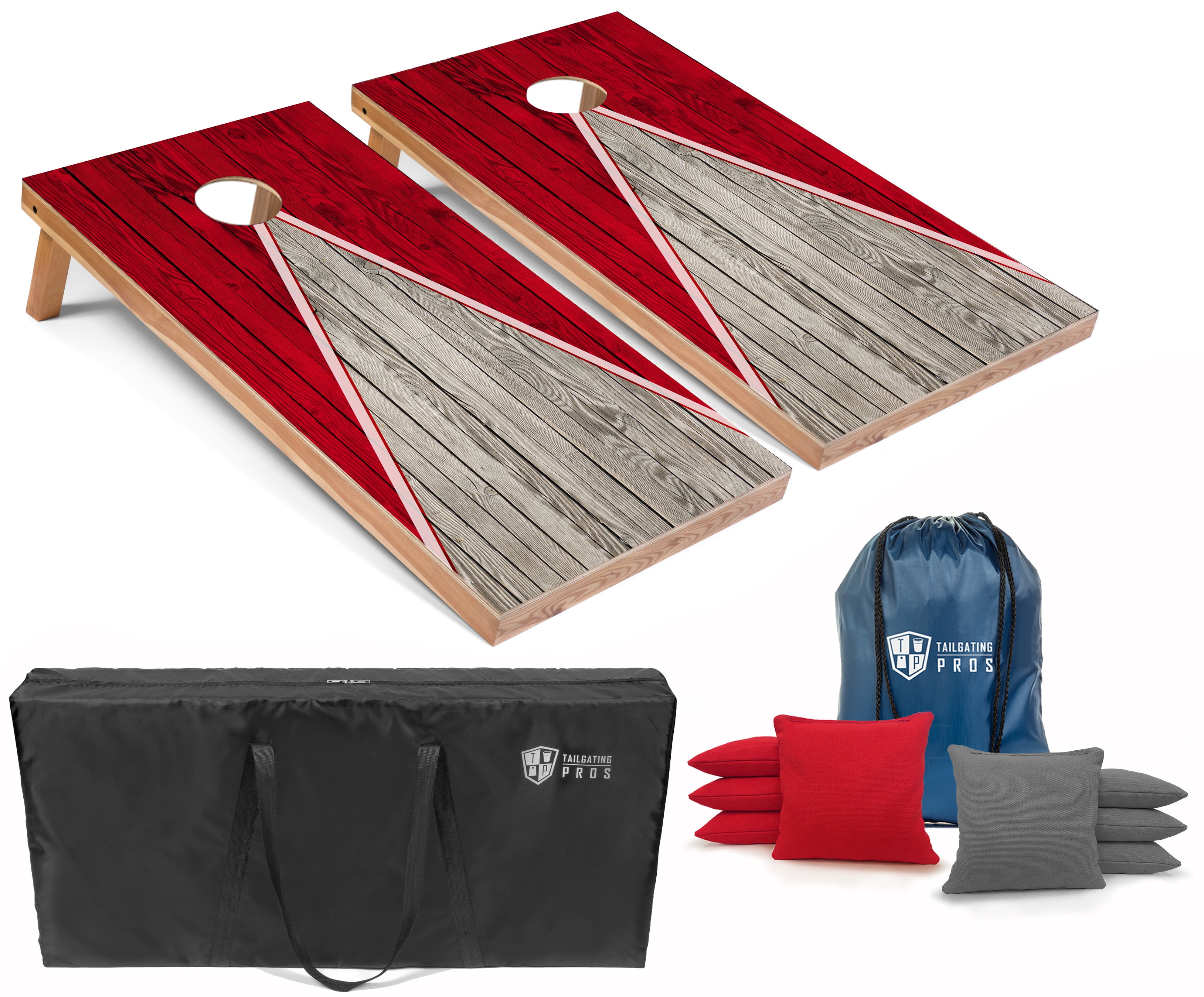 Tailgating Pros Pyramid Cornhole Board Set w/ Bean Bags and Carrying Case 4'x2' Regulation