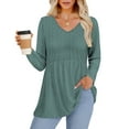 thumbnail image 3 of UVN Fall Blouses for Women Long Sleeve V Neck Peplum Tunic Tops Casual Babydoll Flowy T Shirts, 3 of 8