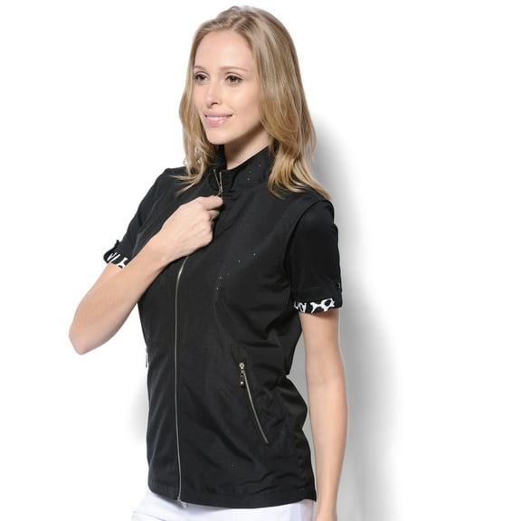 Monterey Club Women's Lightweight Microfiber Sparkling Dot Zip- up Vest #2771