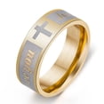 thumbnail image 1 of Anillo de acero de titanio inglés para hombres y mujeres, cruz cristiana, anillo de Biblia personalizado, anillo personalizado, anillo grabado, 1 of 4