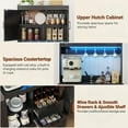 thumbnail image 6 of Homieasy 72'' Tall Pantry Cabinet with Outlet & LED Light, 63'' Wide Kitchen Hutch Bar with Microwave Stand, Drawers, Wine Rack & Shelves, Cupboard for Dining Room, Dark Black, 6 of 7